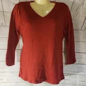 Dress Barn Red 3/4 Sleeve Top